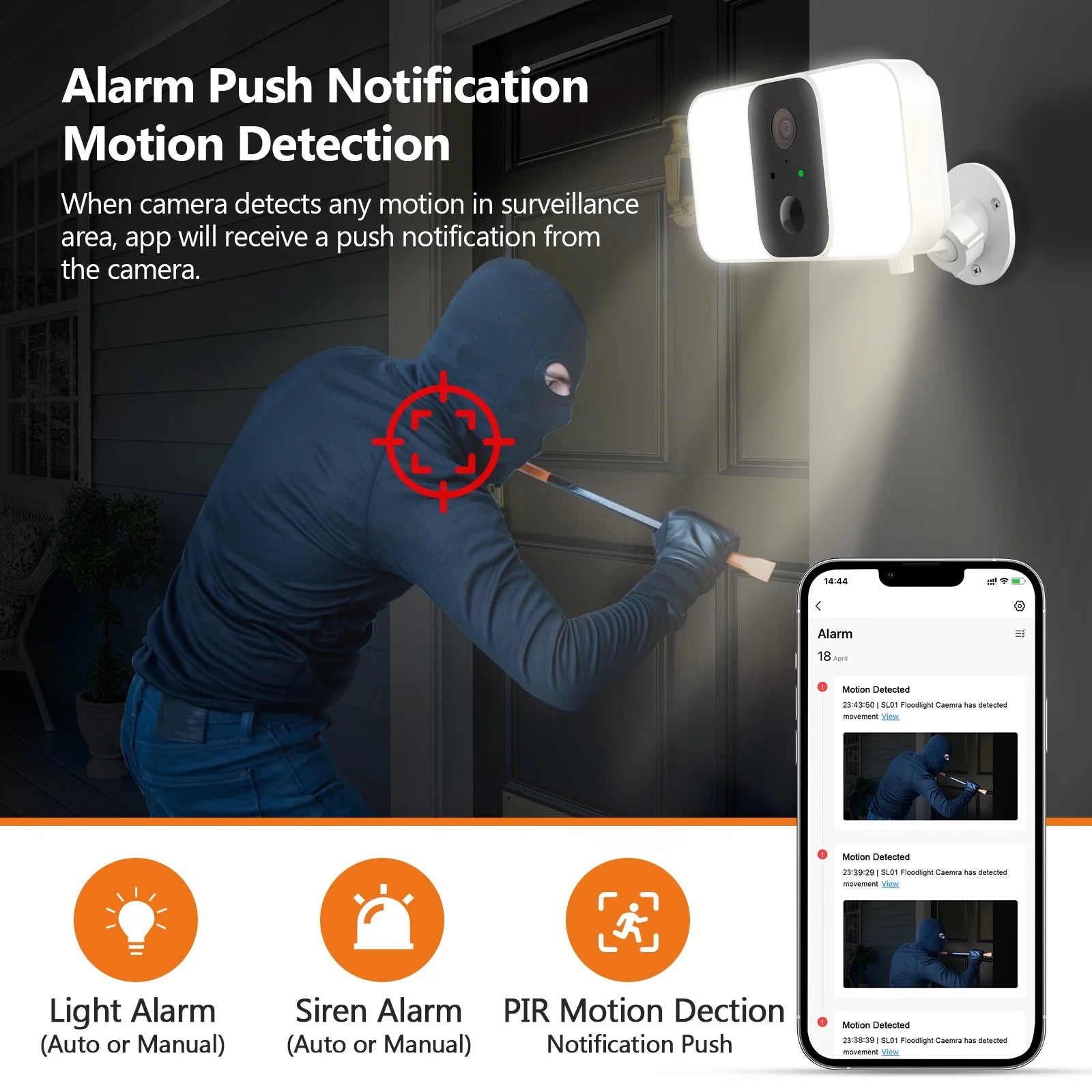 Floodlight Camera, Security Cameras Wireless Outdoor with Solar Panel Cameras for Home Security, 1080P, Home Camera with Night Vision