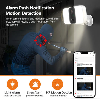 Floodlight Camera, Security Cameras Wireless Outdoor with Solar Panel Cameras for Home Security, 1080P, Home Camera with Night Vision
