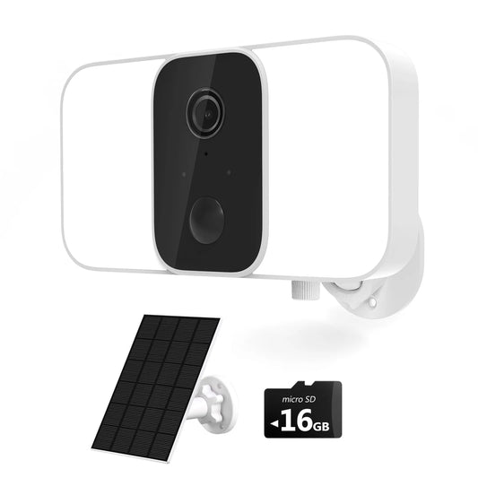 Floodlight Camera, Security Cameras Wireless Outdoor with Solar Panel Cameras for Home Security, 1080P, Home Camera with Night Vision