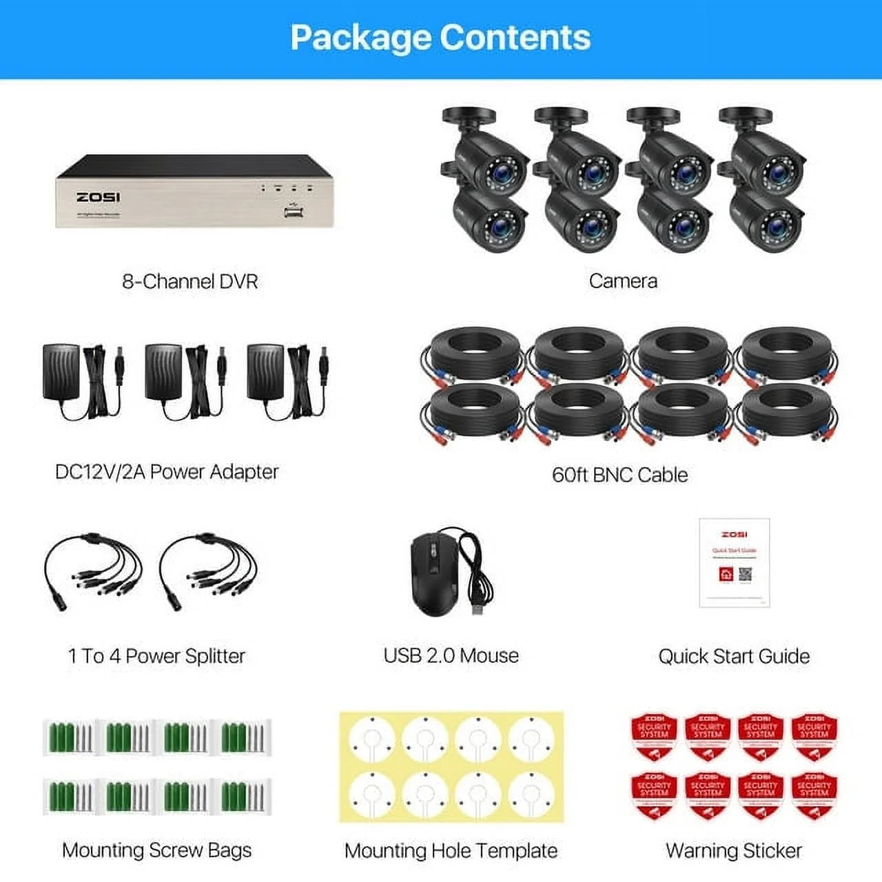 H.265+ 8CH 5MP Lite DVR 1080P Home Security Camera System Outdoor, 8Pcs 1080P 1920TVL Surveillance Weatherproof Bullet Cameras,80Ft IR Night Vision,Motion Alert,Remote Access(No HDD , Wired)