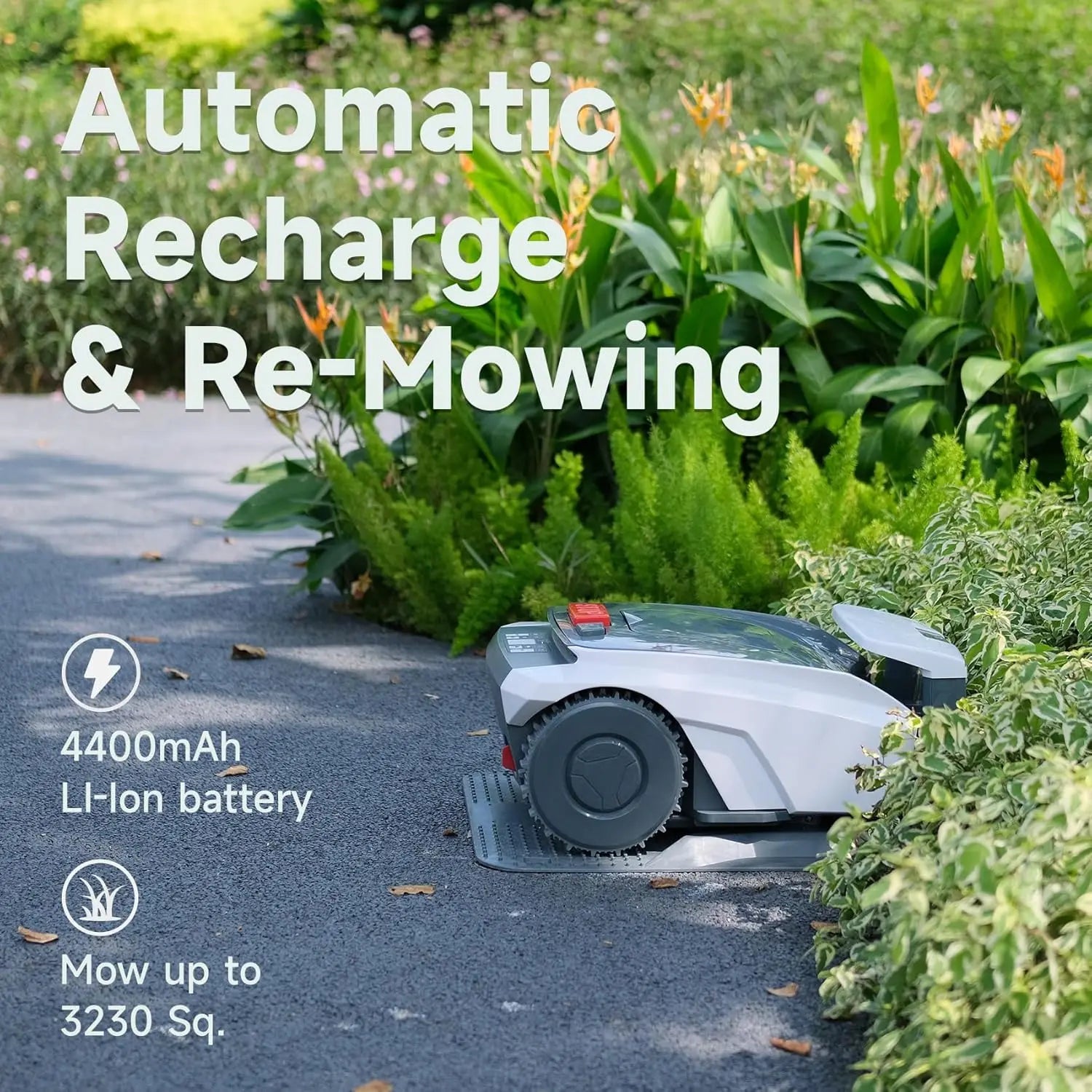Automatic Robot Lawn Mower with GPS Navigation, Mows up to 1/2 Acre /21,000 Sq.Ft,300% Higher Efficiency of Auto Path Planning