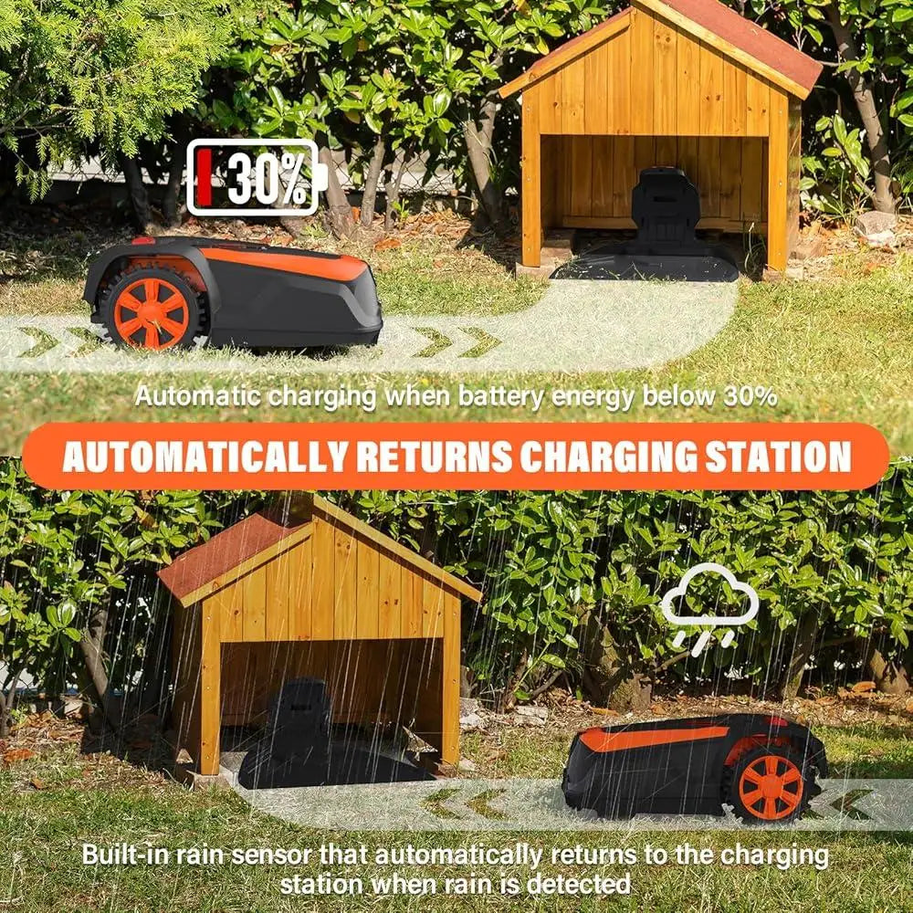 Wireless Smart Robot Lawn Mower App Control Self-Charging Bluetooth/Wi-Fi Connected Automatic Mowing Robot with Rain Sensor And