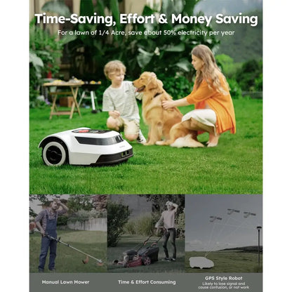 Smart Robotic Lawn Mower Boundary Wire 1/4 Acre 300% Efficiency IPX6 Waterproof Automatic Charger