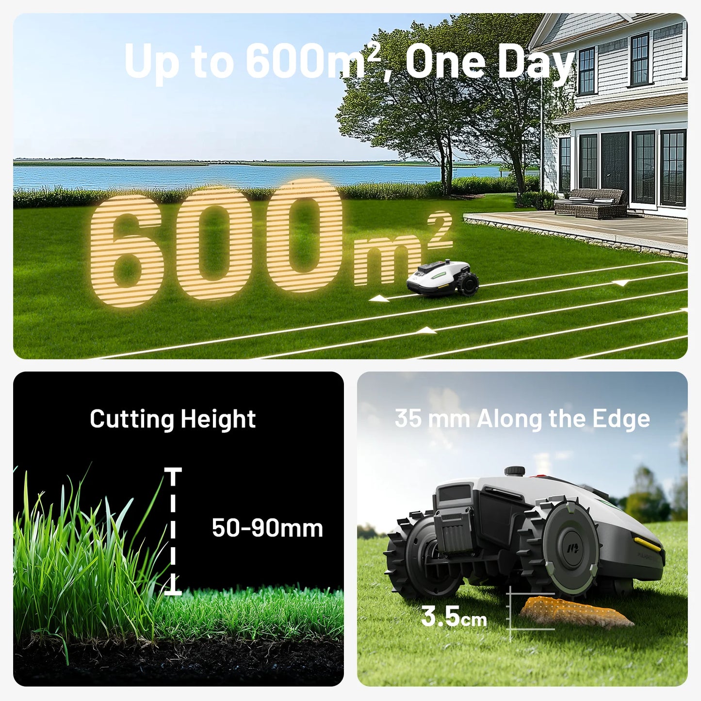 YUKA Mini 600H Robot Lawn Mower,Reception 0.15 Max 0.2 Acre Coverage, Auto Mapping, with 4G,AI Obstacle Avoidance, Dual Cutting Discs,App Control,Multi-Zone Management