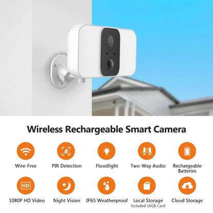 Floodlight Camera, Security Cameras Wireless Outdoor with Solar Panel Cameras for Home Security, 1080P, Home Camera with Night Vision