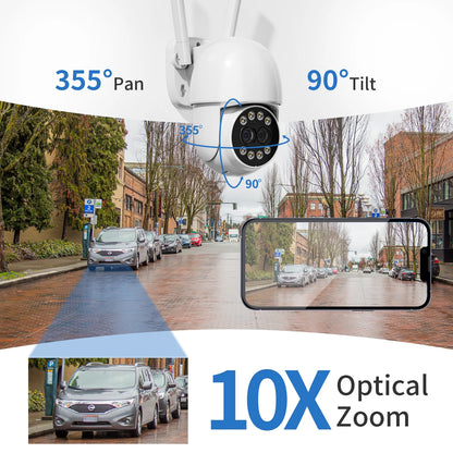 4MP Outdoor Security Cameras with Dual Lens, Full Color Night Vision, IP66 Waterproof, 1