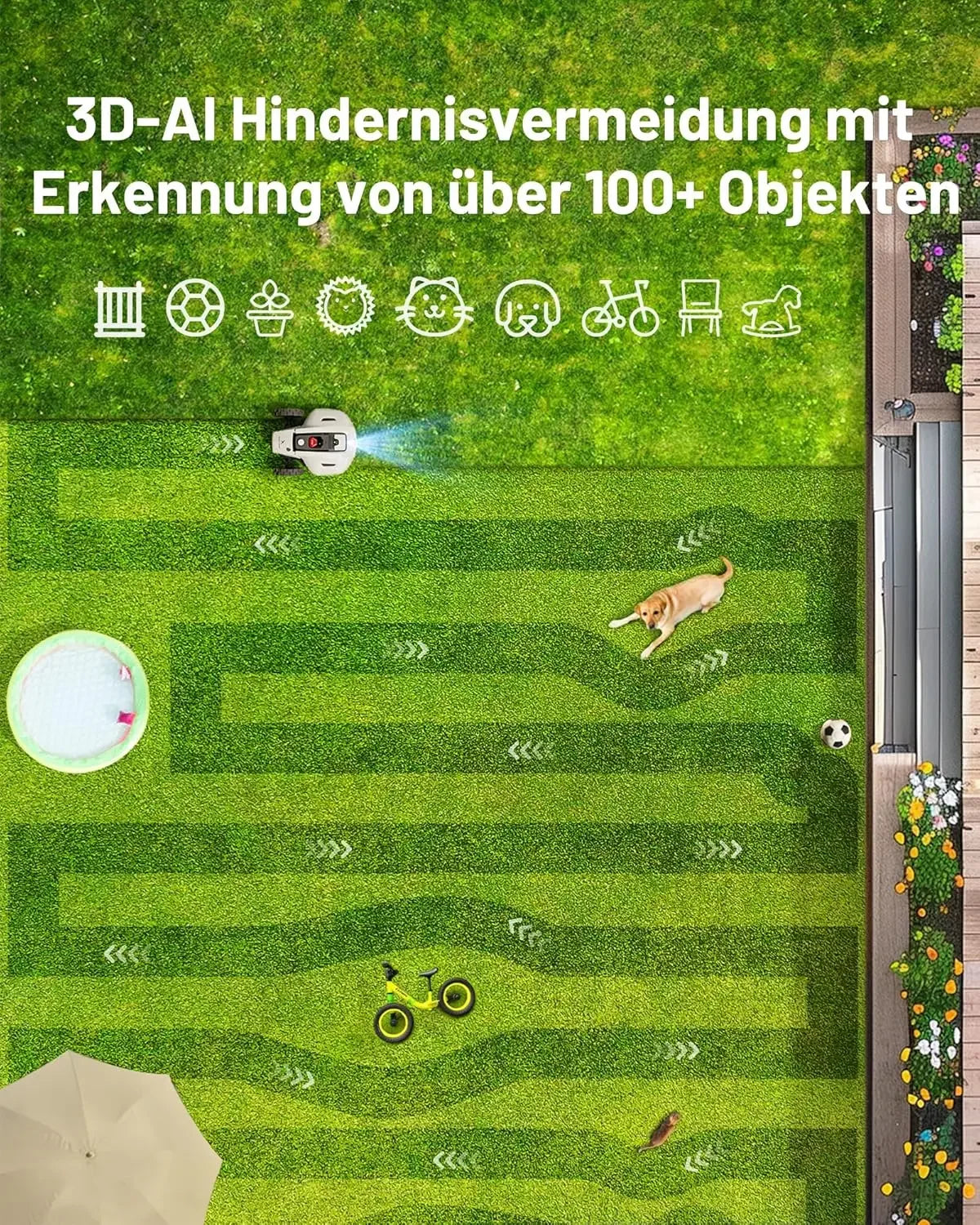 YUKA 1500 Robot Lawn Mower(2024 Version), 3D Vision & RTK Technology Fusion Mapping System for 0.37 Acres Lawn 45% Slope