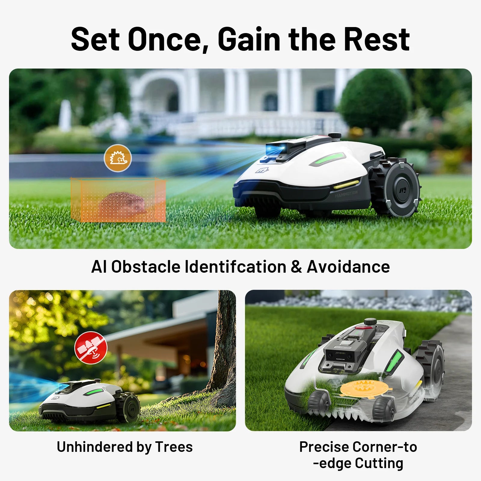 YUKA Mini 600H Robot Lawn Mower,Reception 0.15 Max 0.2 Acre Coverage, Auto Mapping, with 4G,AI Obstacle Avoidance, Dual Cutting Discs,App Control,Multi-Zone Management