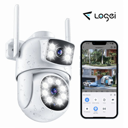 Indoor/Outdoor 4K Smart Security Camera, 2.4G&5G Wifi with Night Vision, Dual-Screen Display, 2-Way Talk, Human Detection, Motion Tracking, Cloud & SD Card Storage,Waterproof